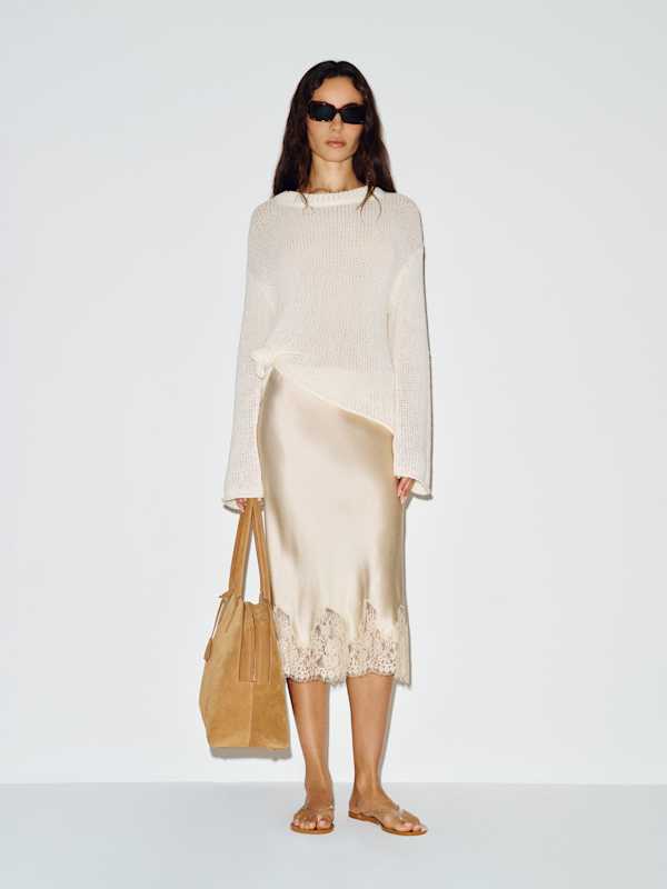 Carolina Silk Skirt - Almond